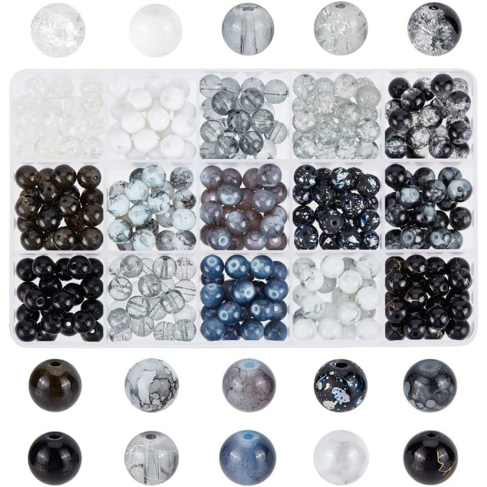 300pcs 8mm Black Glass Beads 1 - đánh giá và giá Men Accessories Jewellery